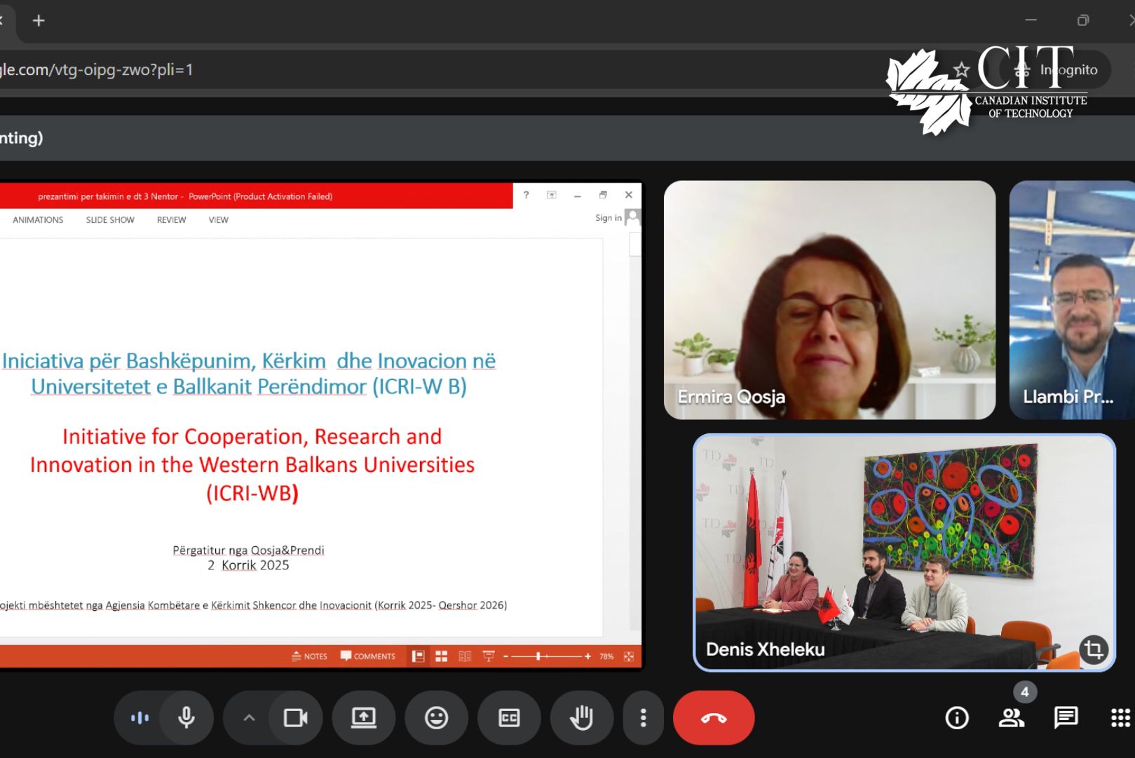 Online Meeting for the Ongoing ICRI-WB Project