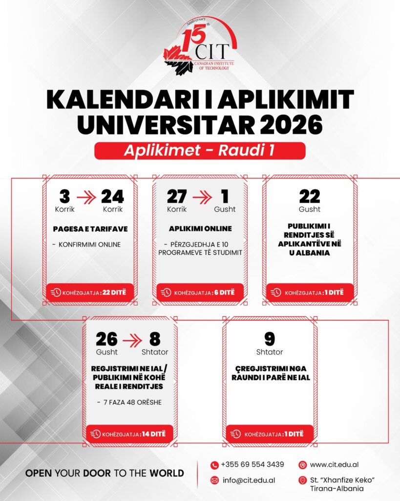 Kalendari i Aplikimeve U-Albania 2026 1 Kalendari i Aplikimeve U-Albania 2026